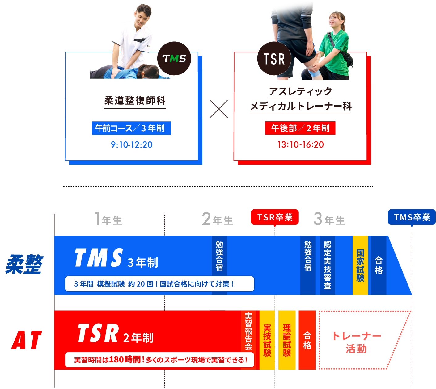 3年間のスケジュール 在学中にトレーナーとして活動できるから即戦力として活躍できる!!!